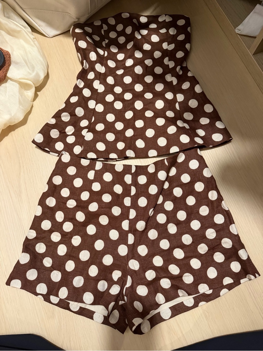 FAITHFULL THE BRAND Petro Polka Dot Brown Linen Set - Picture 5 of 5